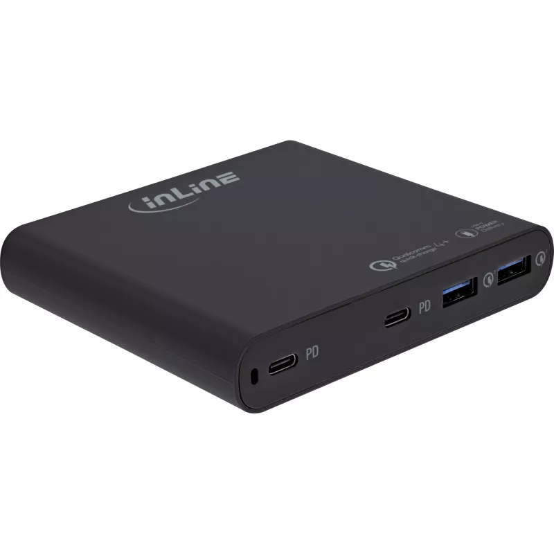 InLine zasilacz USB, ładowarka GaN, 4-portowa, 2x USB-C + 2x USB-A, 120W, biały