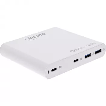 InLine zasilacz USB, ładowarka GaN, 4-portowa, 2x USB-C + 2x USB-A, 120W, biały