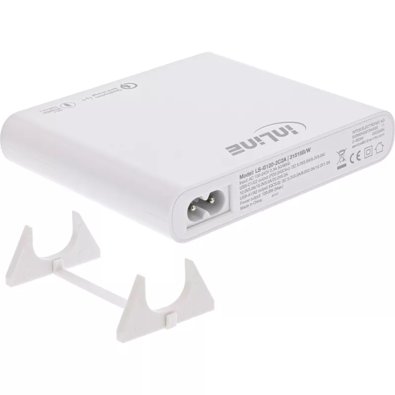 InLine zasilacz USB, ładowarka GaN, 4-portowa, 2x USB-C + 2x USB-A, 120W, biały