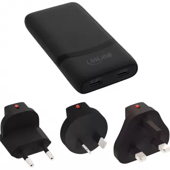 Zasilacz USB InLine 31519B Dual USB-C 65W z dwoma portami USB-C