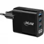 InLine USB PD zasilacz, ładowarka GaN, 3-portowa, USB-C + USB-A, 65W, z wyświetlaczem