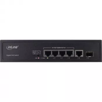 Niezarządzalny przełącznik InLine PoE+ Gigabit sieciowy Switch 5 portów 4x PoE+ 1xSFP 1Gb/s desktop