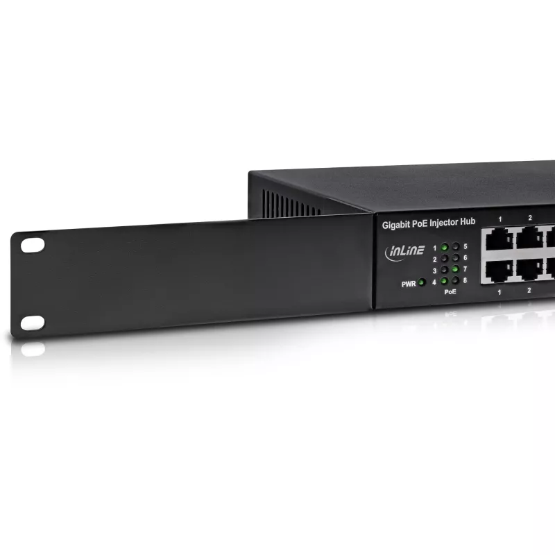 InLine PoE+ Gigabitowy koncentrator iniektorów sieciowych 8-portowy (8x PoE+), 1 Gb/s, 19 cali 1U