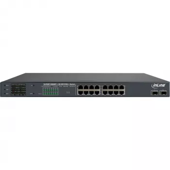 InLine PoE+ Gigabit sieciowy Switch 24 port, 1 Gb/s, 2xSFP,19 Inch1U(w zestawie uchwyty)