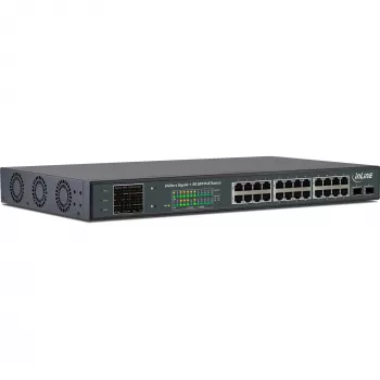 InLine PoE+ Gigabitowy przełącznik sieciowy 24 porty, 1 Gb/s, 2xSFP, 19 cali 1U (w zestawie uchwyty)
