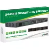 InLine PoE+ Gigabitowy przełącznik sieciowy 24 porty, 1 Gb/s, 2xSFP, 19 cali 1U (w zestawie uchwyty)