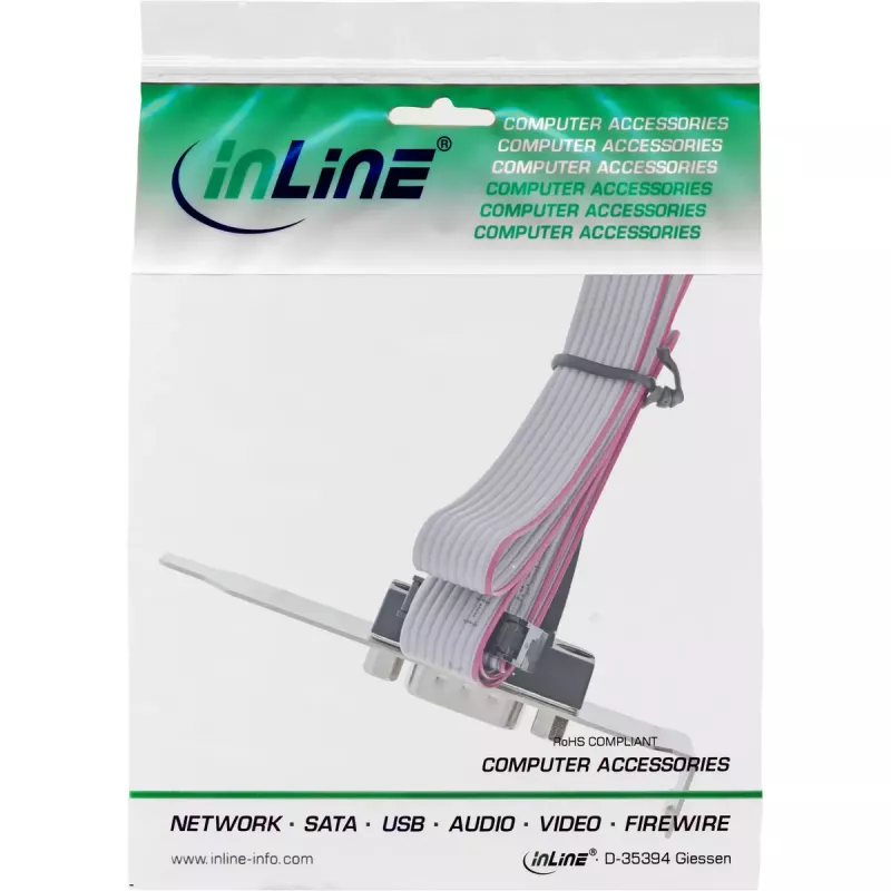InLine Slot Bracket DB9 męski do 10-pinowego wewnętrznego header direct 1:1 0.6m