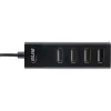 InLine USB 2.0 4-Port Hub, wtyk typu A męski na 4x gniazdo typu A żeńskie, czarny, 30cm, cienki