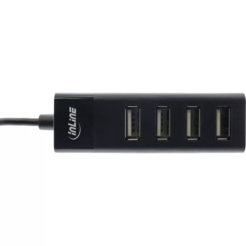 InLine USB 2.0 4-Port Hub, wtyk typu A męski na 4x gniazdo typu A żeńskie, czarny, 30cm, cienki