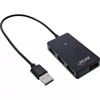 InLine USB 2.0 4-Port Hub, wtyczka Type-A na 4x gniazdo Type-A, czarny, 30cm
