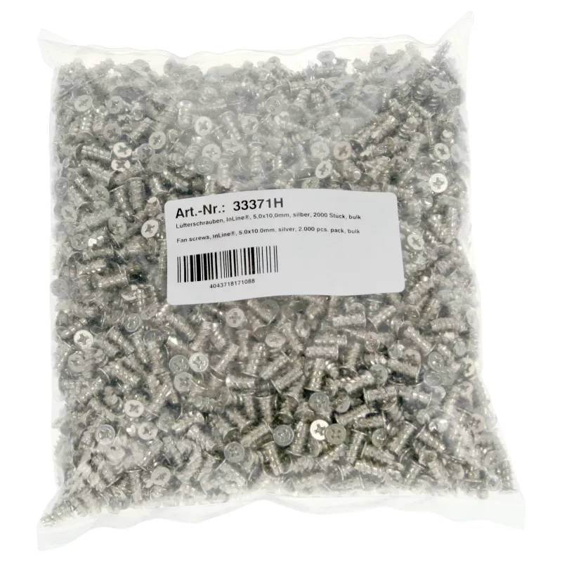 Wkręty do wentylatorów InLine 5,0x10,0 mm srebrne opakowanie 2000 szt.