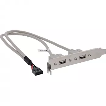 Wspornik szczelinowy InLine USB 2.0 2x gniazdo USB typu A – 1x złącze 10-pinowe 0,35 m