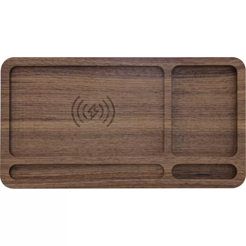 Organizer InLine WoodCharge z powierzchnią ładującą Qi, źródło zasilania USB