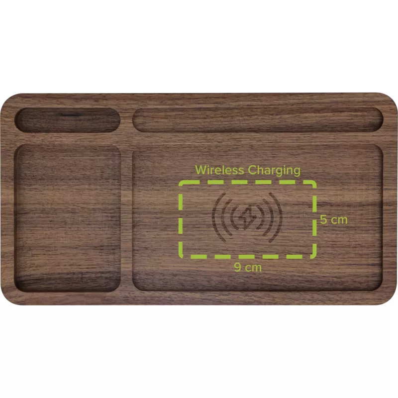 Organizer InLine WoodCharge z powierzchnią ładującą Qi, źródło zasilania USB