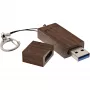 InLine USB 3.0 Flash drive, woodline walnut, with Keychain, 128GB