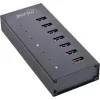 InLine USB 3.2 Gen.1 Hub 7-portowy w aluminiowej obudowie z zasilaczem 2,5 A, czarny