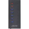 InLine USB 3.2 Gen.1 Hub 7-portowy w aluminiowej obudowie z zasilaczem 2,5 A, czarny