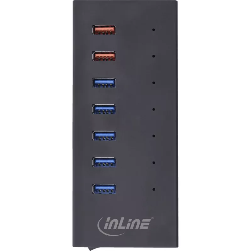InLine USB 3.2 Gen.1 Hub 7-portowy w aluminiowej obudowie z zasilaczem 2,5 A, czarny