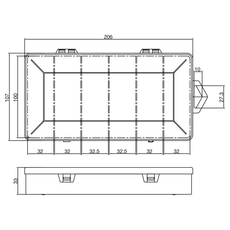 InLine Small Components Box, 6 komór, 206x107x33mm, przezroczysty