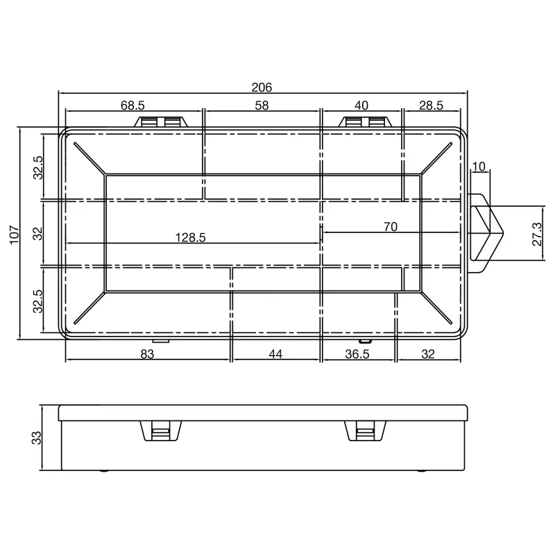 InLine Pudełko na drobne elementy 10 przegród 206x107x33mm, przezroczysty