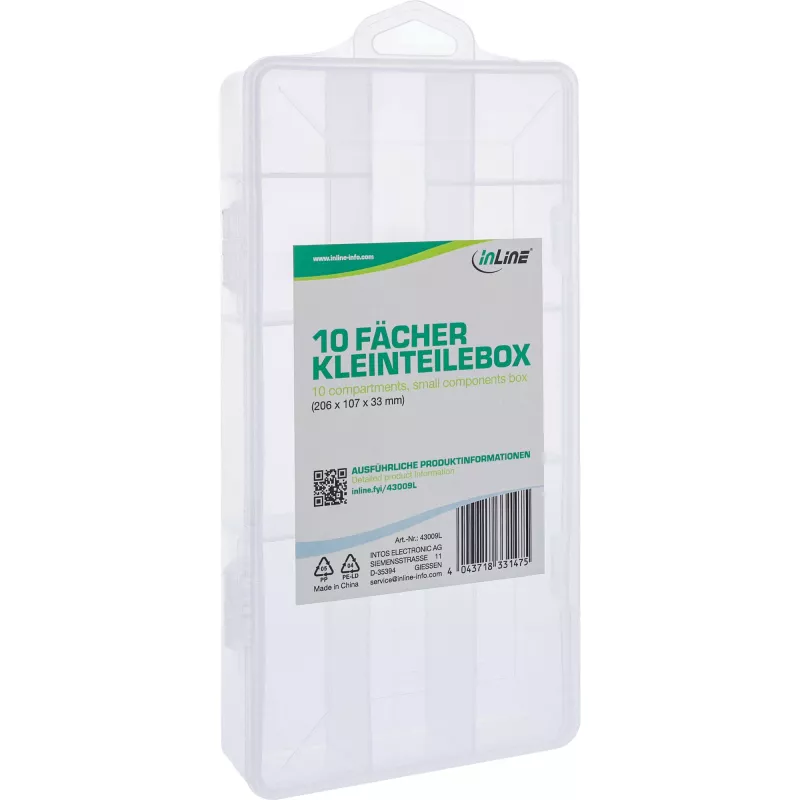 InLine Pudełko na drobne elementy 10 przegród 206x107x33mm, przezroczysty