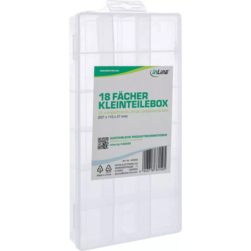 InLine Small Components Box, 18 komór, 207x110x27mm, przezroczysty