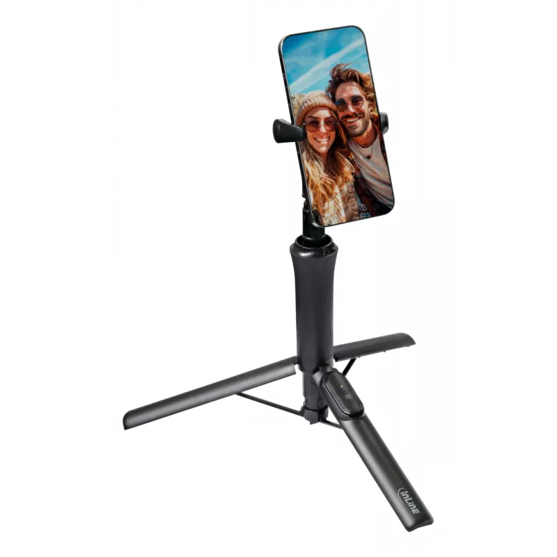 Selfie stick statyw InLine 48091 z pilotem Bluetooth — rozsuwany uchwyt na smartfona