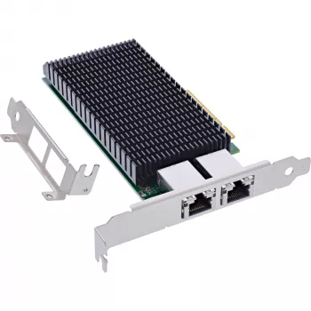 Karta sieciowa InLine Dual 10-Gigabit, 2x RJ45 10Gb/s, PCIe x8, w zestawie niskoprofilowa śledź