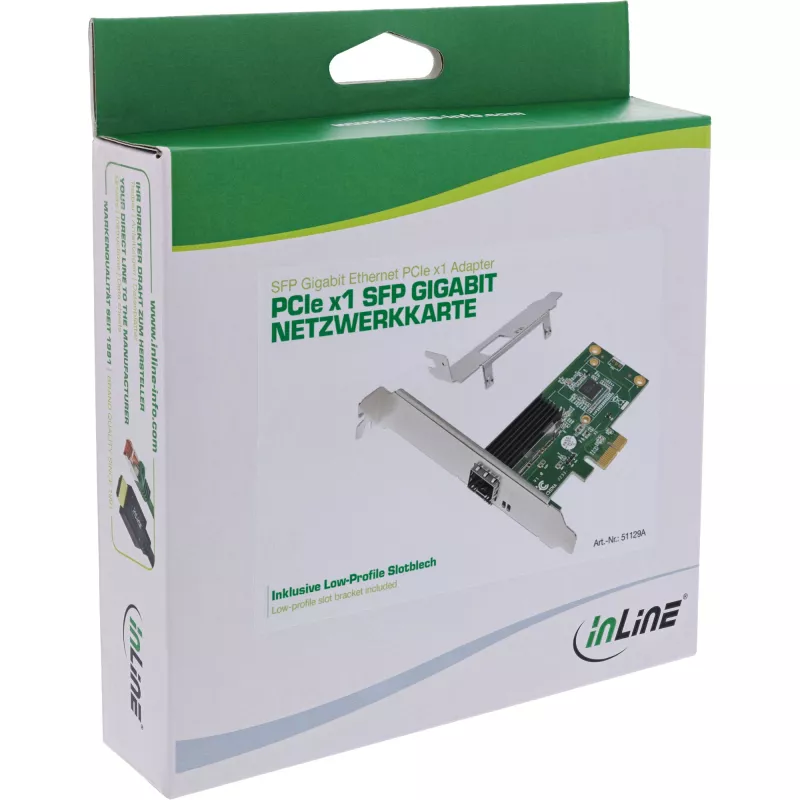 InLine Gigabit sieciowy card, 1x SFP, PCIe x1, incl. low profile slot bracket