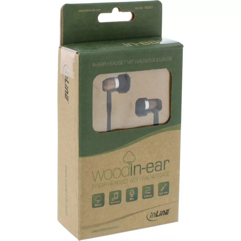 Słuchawki InLine woodin-ear słuchawki douszne