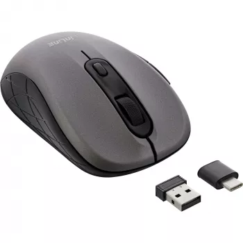 Mysz InLine 3-w-1, Bluetooth + 2x 2,4 GHz, 5 przycisków, optyczna, szaro-czarna