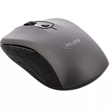 Mysz InLine 3-w-1, Bluetooth + 2x 2,4 GHz, 5 przycisków, optyczna, szaro-czarna