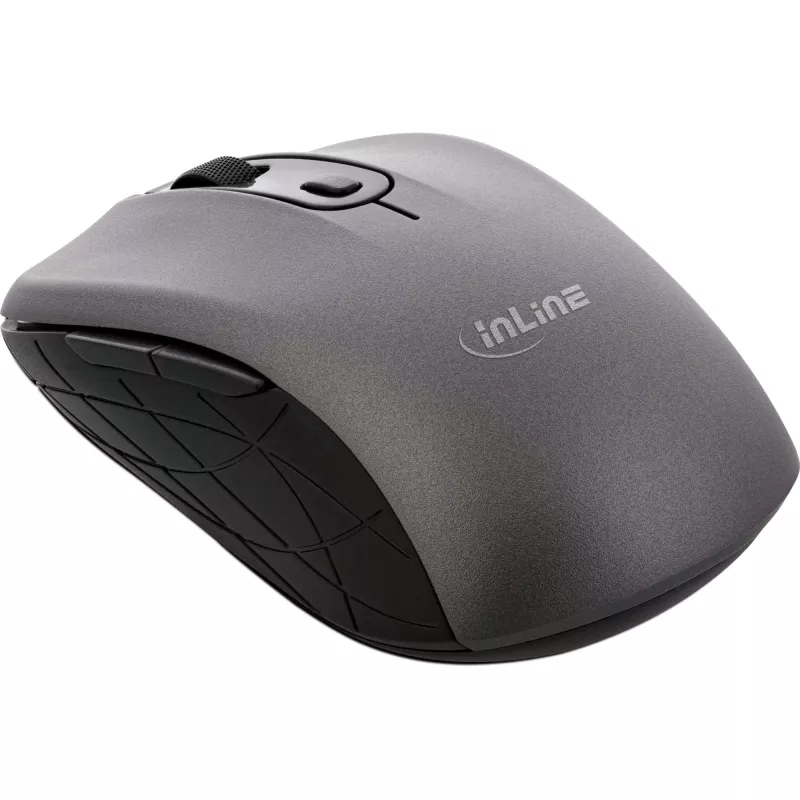 Mysz InLine 3-w-1, Bluetooth + 2x 2,4 GHz, 5 przycisków, optyczna, szaro-czarna