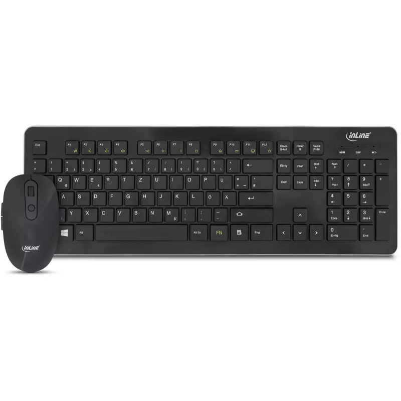 InLine Design Desktop Set, USB 2,4GHz, max. 1600dpi, czarny, NIEMIECKI