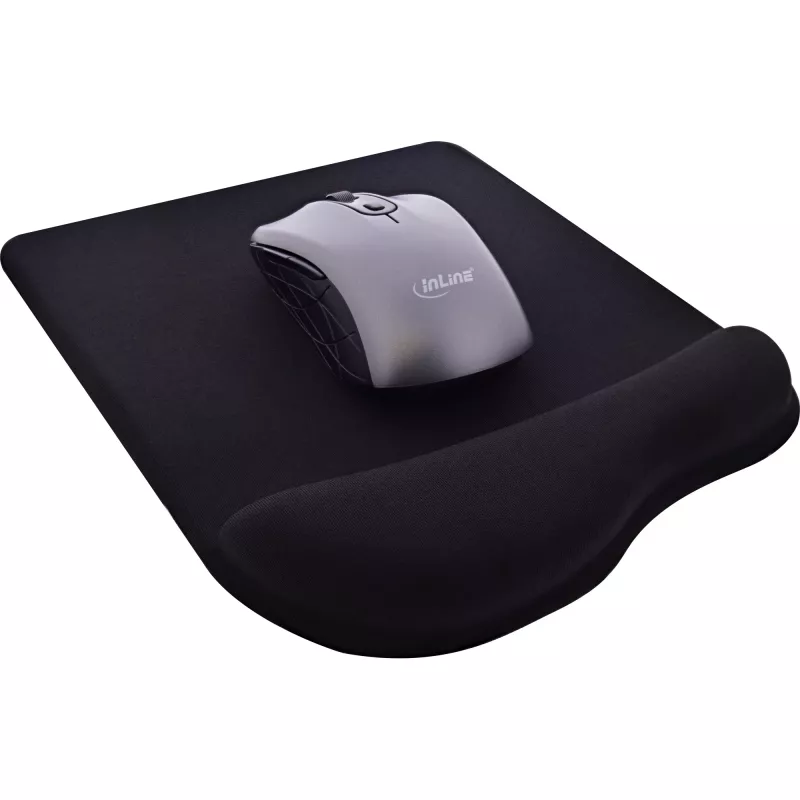 Podkładka pod mysz InLine, żelowa podpórka pod nadgarstek, 235x185x25mm, czarna