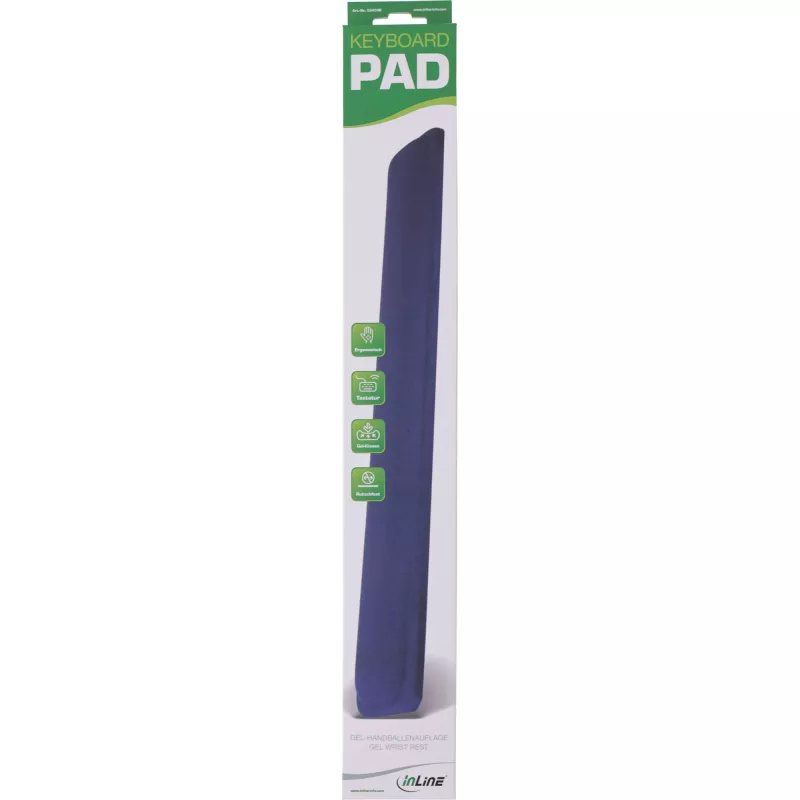 Klawiatura InLine z żelową podpórką pod nadgarstki, niebieska, 464x60x23mm