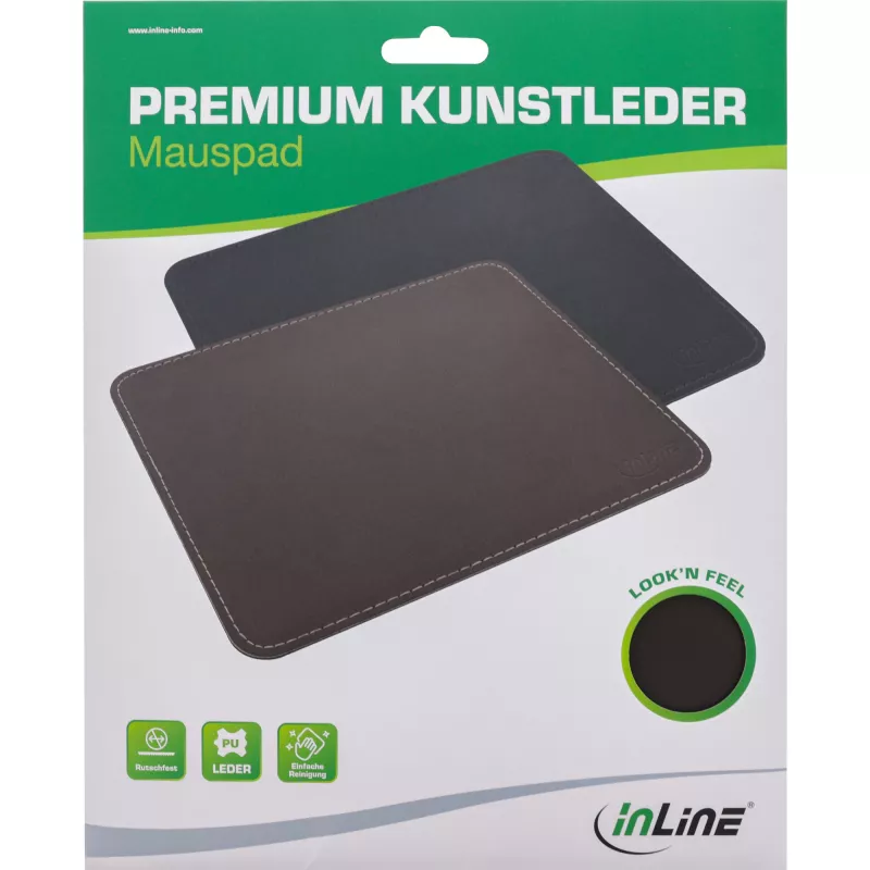 Podkładka pod mysz InLine Premium PU Leather 255x220x3mm brązowa