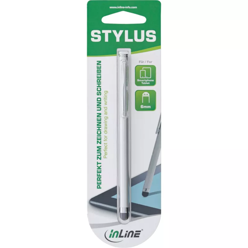 InLine Stylus, długopis do ekranów dotykowych smartfonów i tabletów, srebrny