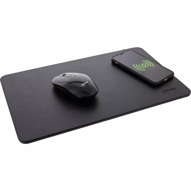 Podkładka pod mysz InLine, ładowanie bezprzewodowe, 370x225x7mm, czarna