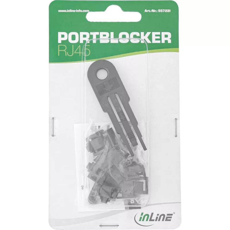 InLine blokada portu RJ45, zestaw startowy z 10 blokadami i kluczem, czarny