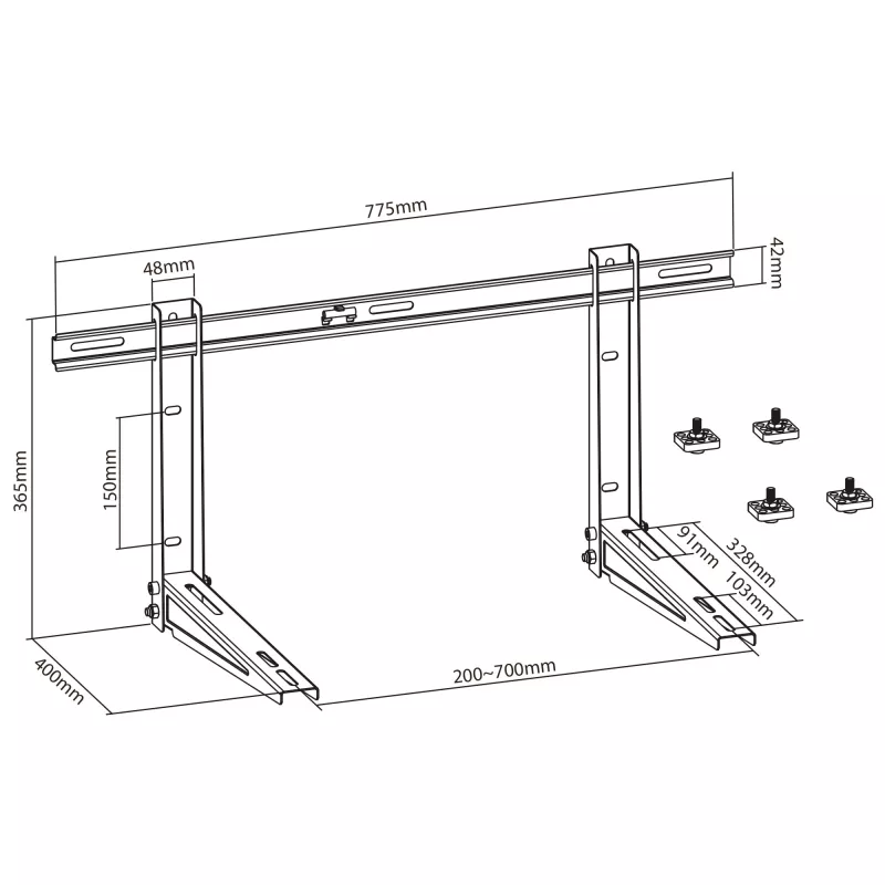 Wspornik do klimatyzatora InLine biały 775mm 400mm 365mm