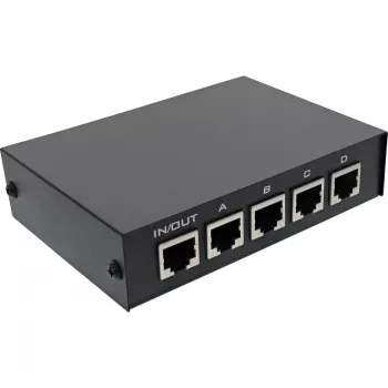 Ręczny przełącznik InLine RJ45 1 na 4, 5x gniazdo RJ45, Fast Ethernet