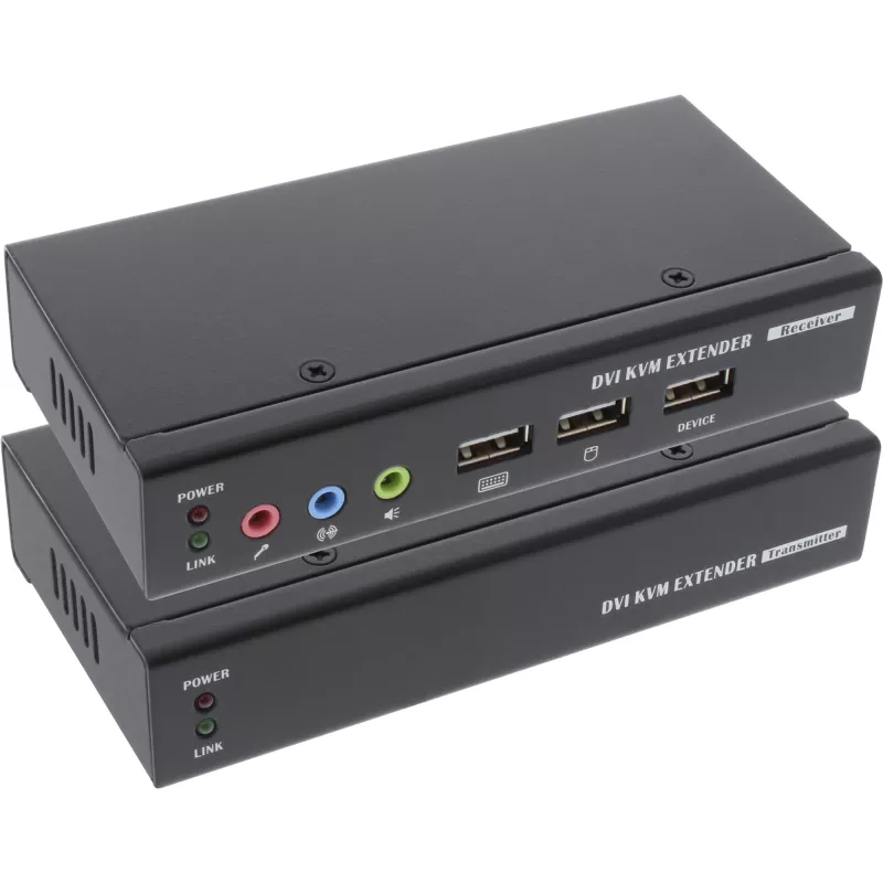 InLine DVI USB KVM Extender over TP kabel with Audio up to 50m
