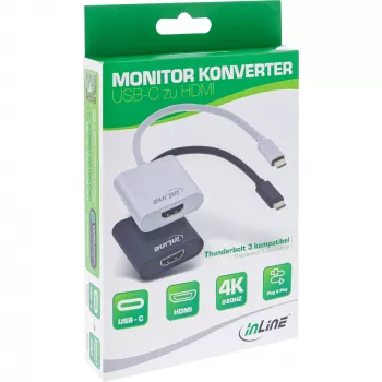 InLine konwerter wyświetlacza USB, wtyk USB-C na gniazdo HDMI (DP Alt Mode), 4K/60Hz