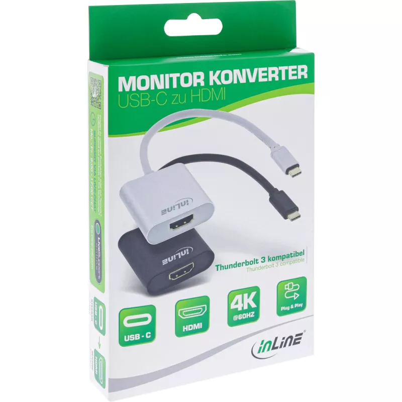 InLine konwerter wyświetlacza USB, wtyk USB-C na gniazdo HDMI (DP Alt Mode), 4K/60Hz