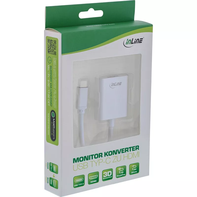 InLine konwerter wyświetlacza USB, USB-C męski na HDMI żeński (DP Alt Mode) 4K/60Hz