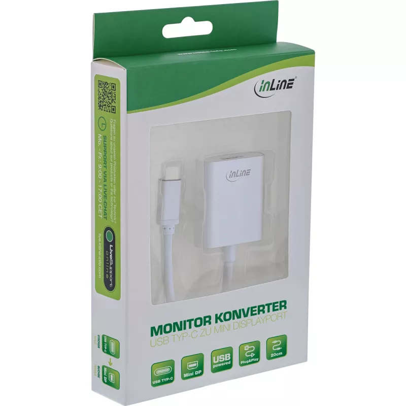Konwerter USB Display InLine 64105S USB-C męski na Mini DisplayPort 4K 60Hz srebrny