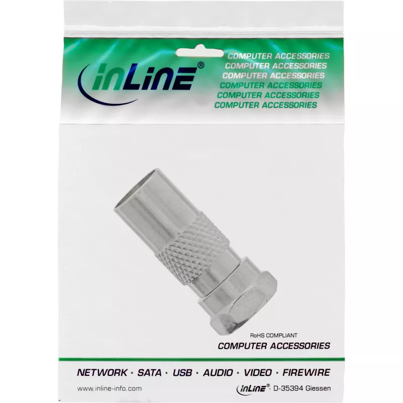 Adapter koncentryczny InLine, wtyk F (SAT) na wtyk IEC (antenowy)