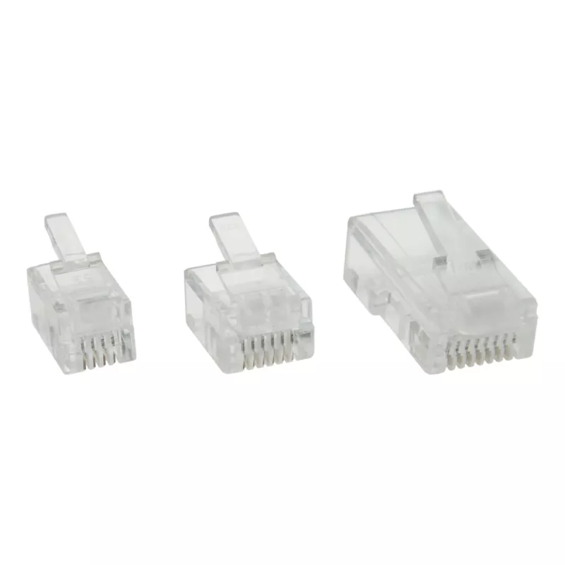 Wtyk modułowy InLine 8P8C RJ45 do zaciskania na kablu taśmowym ISDN, 100 szt.