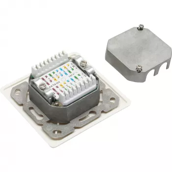 InLine Cat.6 Puszka połączeniowa 2x żeńska RJ45 pozioma RAL9010 biała